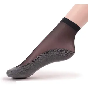 Women's 6 Pairs Silky Anti-Slip Cotton Sole Sheer Ankle High Tights Hosiery Socks Reinforced Toe