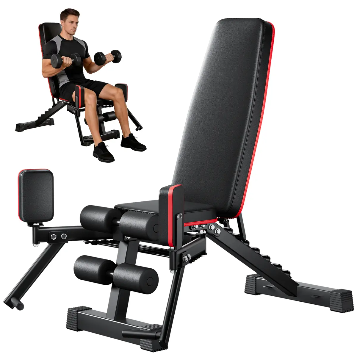 [Fahuac] Compact Home Gym Weight Bench with Elastic Resistance Rope System, 2-in-1 Design for Apartments & Garages.
