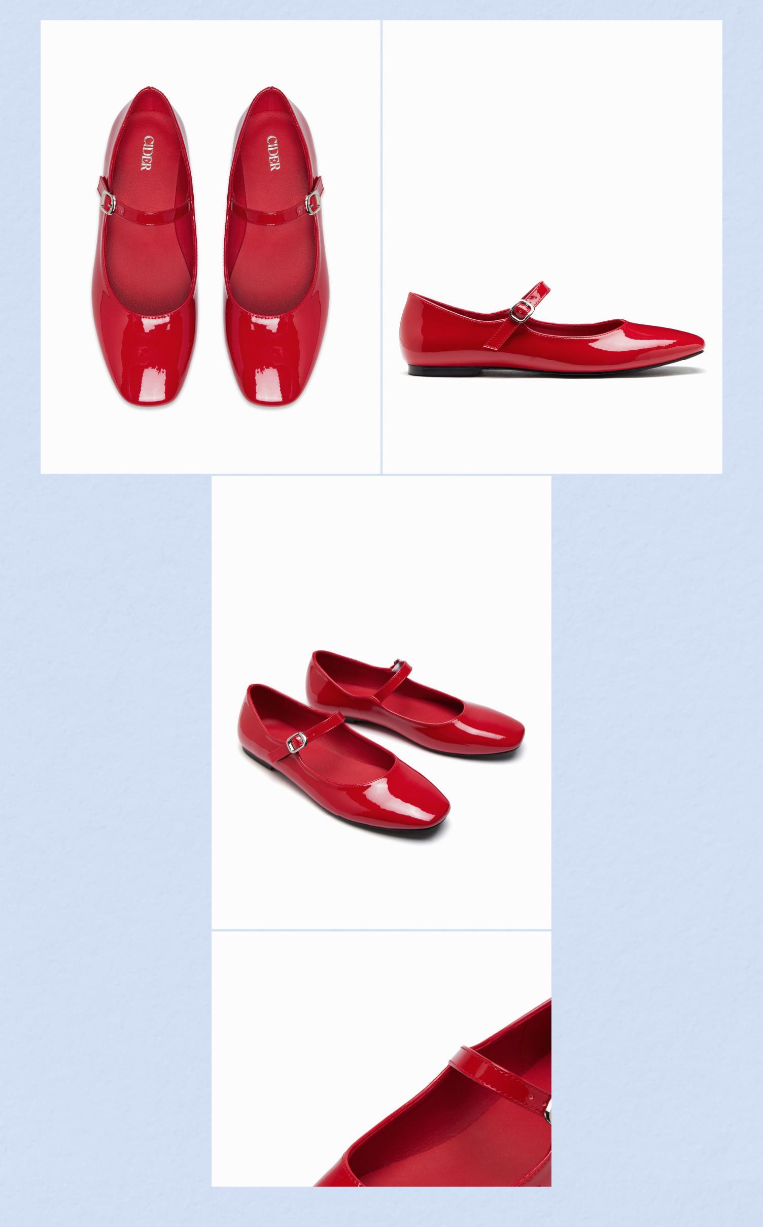 Cider FAUX PATENT LEATHER MARY JANE FLATS