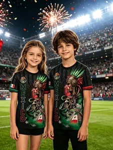 Unisex Aztec Eagle Snake Print Short Sleeve T-Shirt, July Summer Patriotic Fan Top, Casual Long T-Shirt for Brothers and Sisters