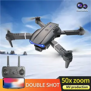 E99 Foldable RC Drone with HD Camera, LED Front Lights, Optical Flow Positioning, 360 Stunt Flip Beginner Quadcopter