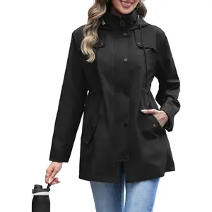 Raincoat Women Waterproof Long Hooded Trench Coats Lined Windbreaker Jackets for Women 2026 S-2XL(Gift)