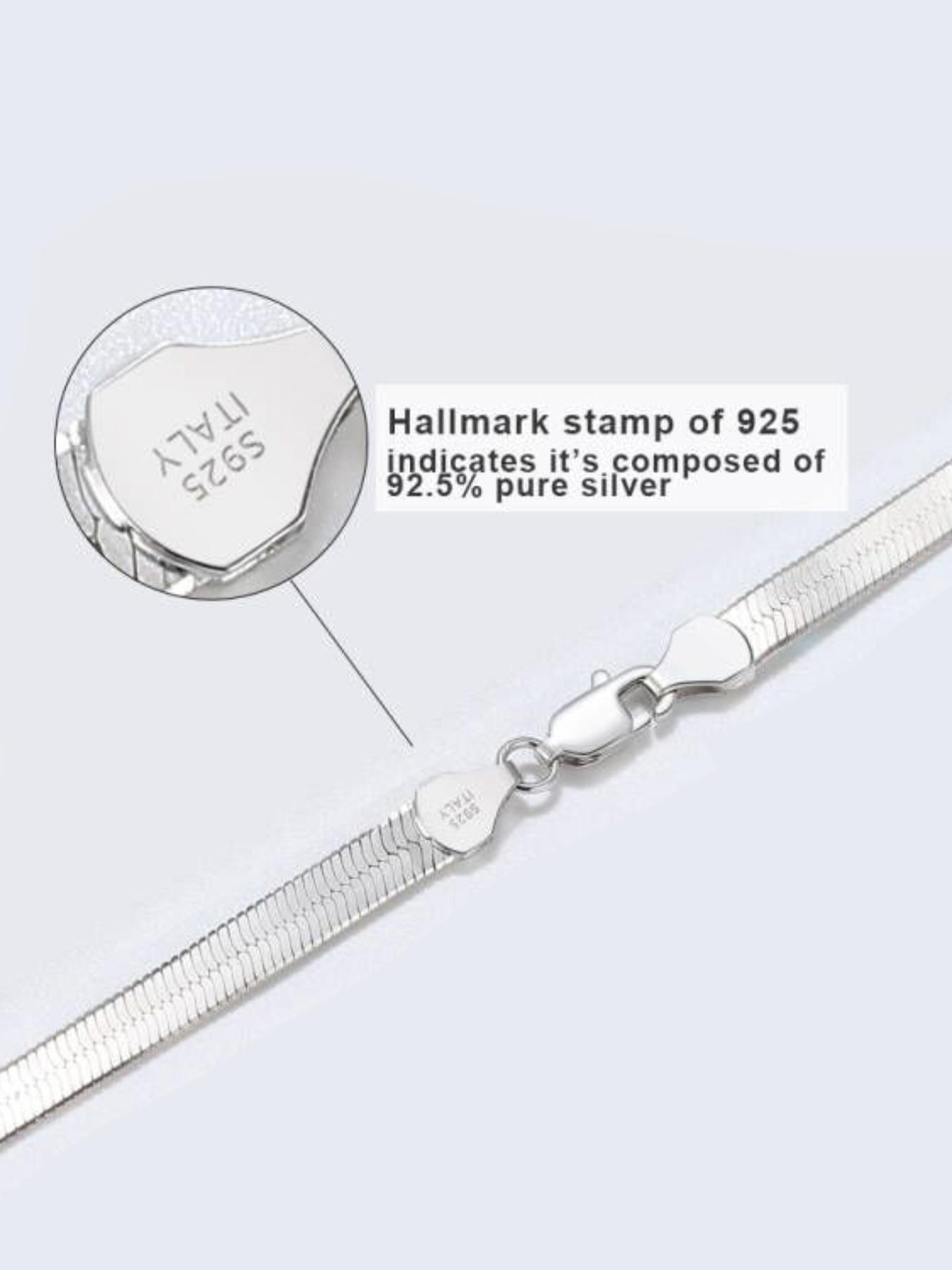 925 Sterling Silver 3mm Flexible Flat Herringbone Chain Necklace, Fashion Jewelry Accessories for Women & Girls, Trendy All-match, Chic, Elegant & Exquisite Jewelry for Birthday Gift