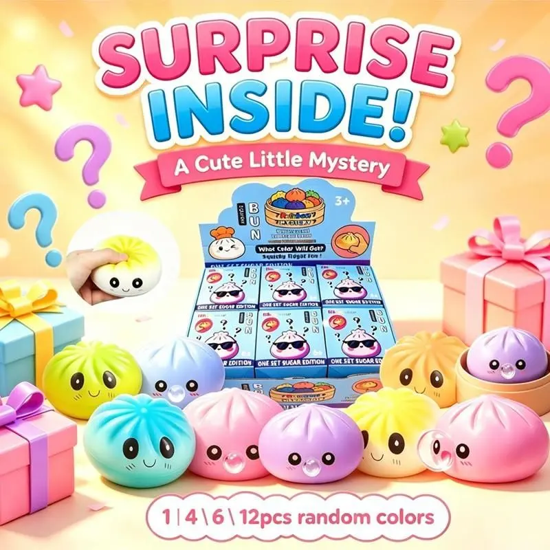 1/6/12Pcs Dumpling Squishy Mystery Blind Box Fidget Toys, Funny Grimace Squeeze Vent Balls, Soft Collectible Fingertip Sensory Toys, Novelty Creative Gifts for Birthdays, Holidays and Parties for Kids & Adults, Random Color