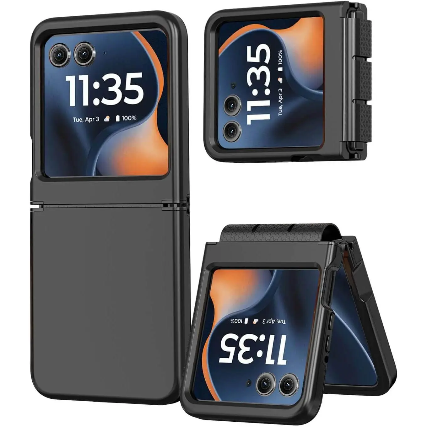 for Motorola Razr 2025 Case/Razr 2024 Case, [Full Hinge Protection] [Military-Grade] [Raised Edges] [TPU Bumper & Hard PC] Shockproof Slim Dual-Layer Flip Cover (Black)