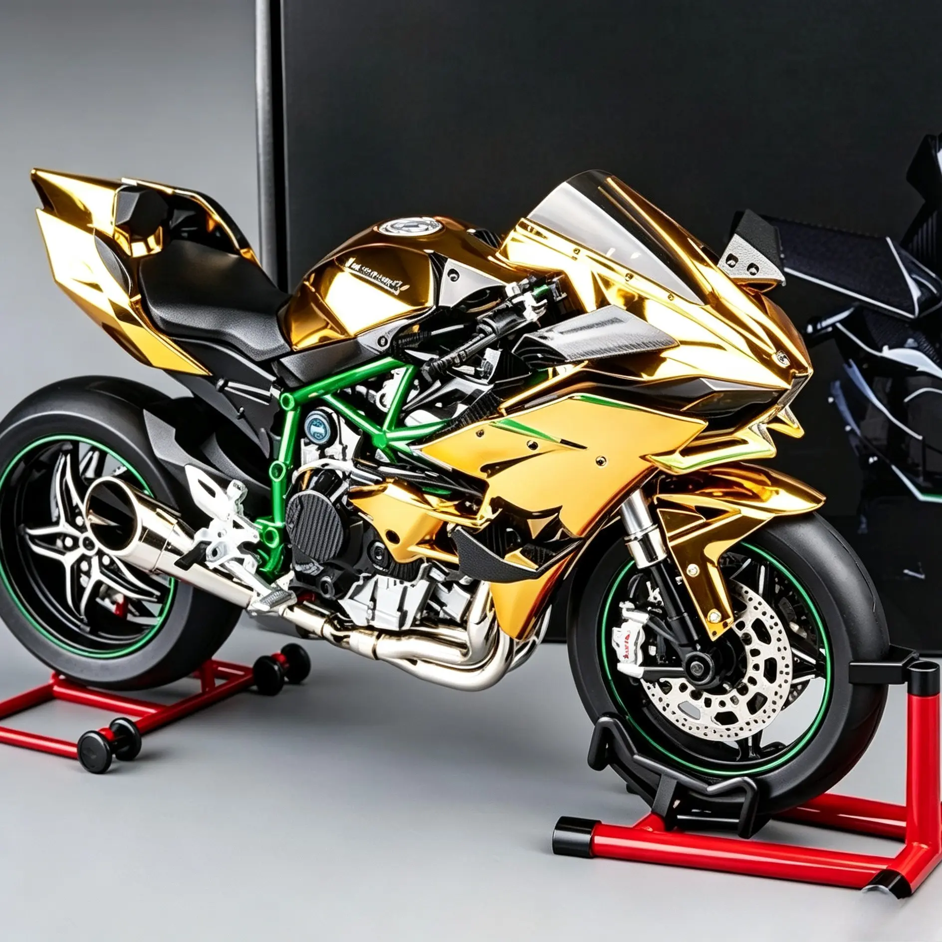 Dynamic Simulation Alloy Motorcycle Model, Exhaust Spray & Cool Lights, Steering Front Wheel, Shock Absorption, Perfect Gift for Boys
