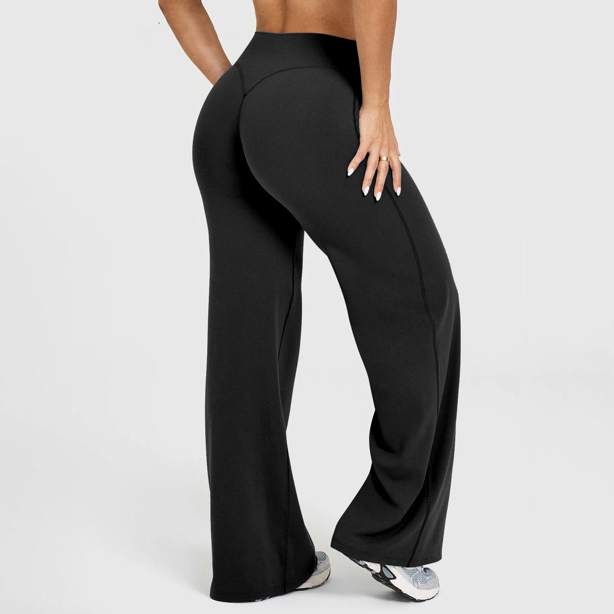 Tight-Fitting Wide-Leg Yoga Pants, Butt-Lifting Peach Butt High-Waisted Straight-Leg Sports Fitness Pants For Women