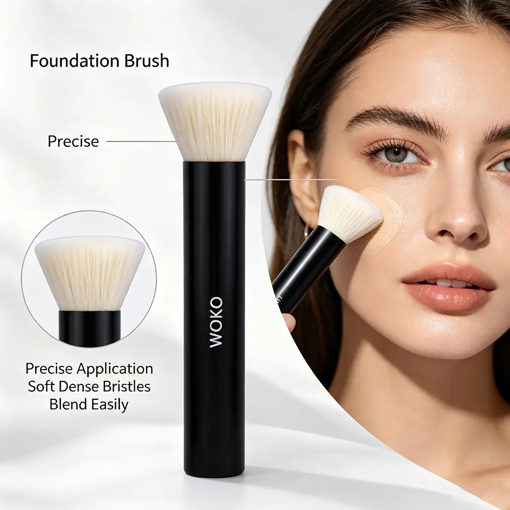 Woko Professional Foundation Brush, Soft Synthetic Bristles, Flawless Application, Ideal for Liquid, Cream & Powder Makeup, Precision Tool