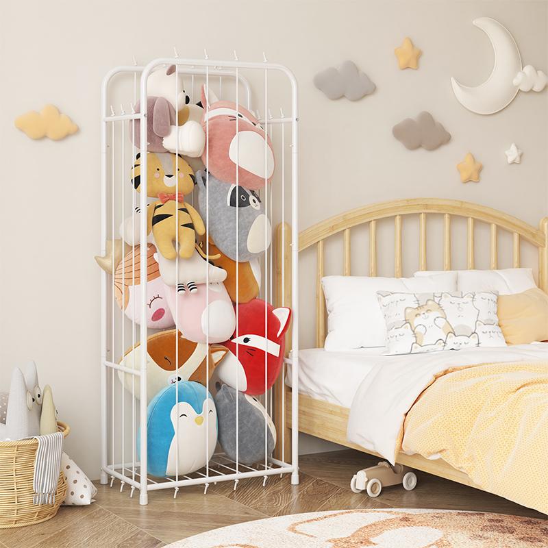 Stuffed Animal Storage, Metal Tube Stuff Animal Organizer, 55.5” x 18.5” x 13” Stuffed Animal Cage With Brake Wheel and Fixed buckle, Sturdy Toy Organizer for Nursery, Kids Room, Playroom Deals For You Days