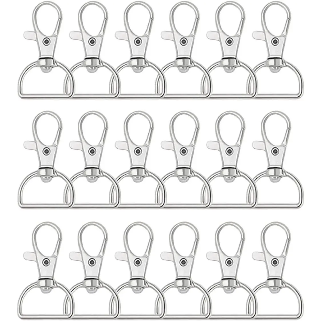 50Pcs Silver 1 Inch Swivel Clasp Hooks D Ring Key Chain Clips, Metal Lobster Claw Clasps Trigger Snap Hooks for Keychains, Purse Hardware, Lanyard & DIY CraftsGift