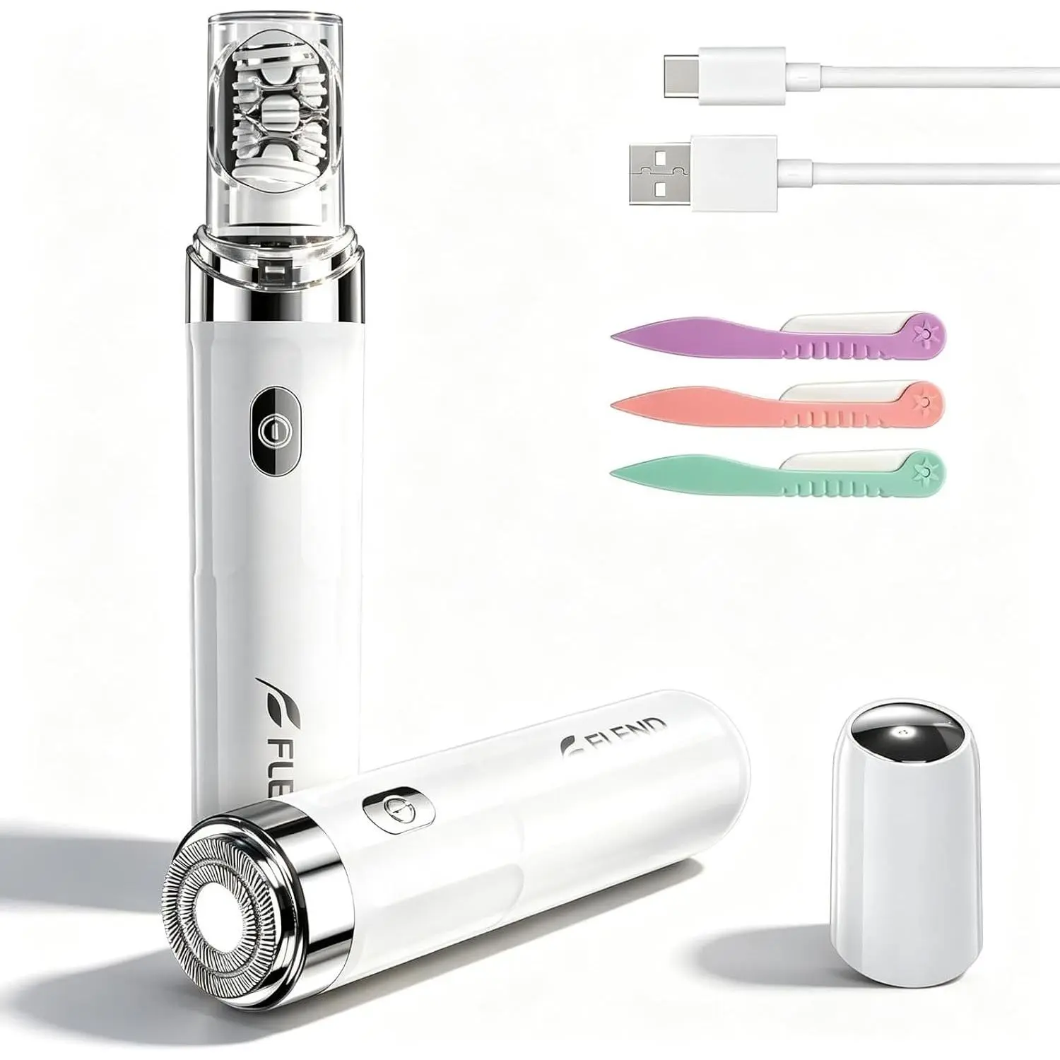 Women's 2-in-1 Cordless Epilator & Trimmer with LED Light, USB Charge Rechargeable, Lightweight Compact Painless Electric Hair Remover for Face, Leg, Bikini Area (Home Use)