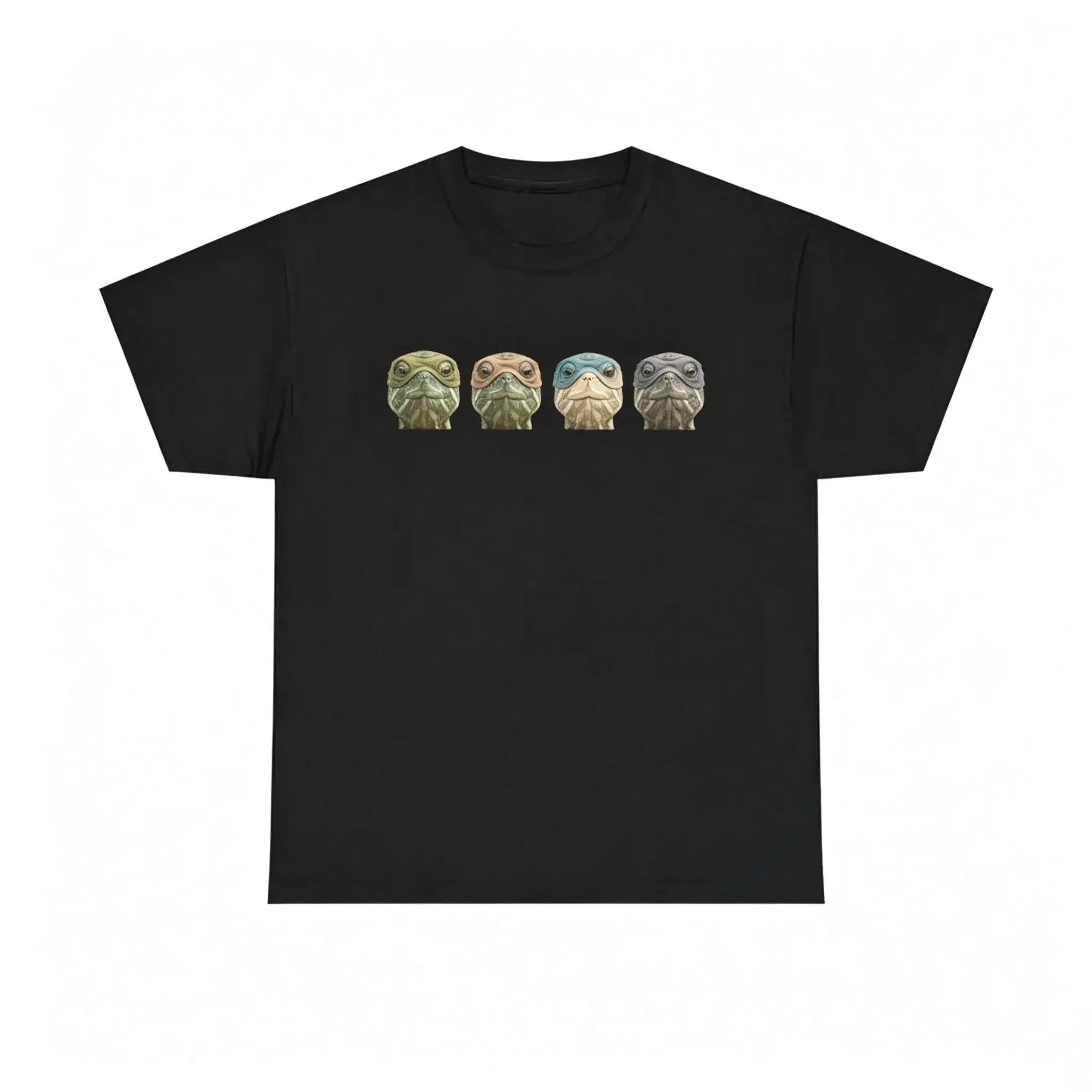 Unisex Vintage 4 Mutant Turtle Heads Graphic Sports Top, Retro Nostalgic Cartoon Reptile Print,  Loose-Fit Short-Sleeve Streetwear Daily Tee