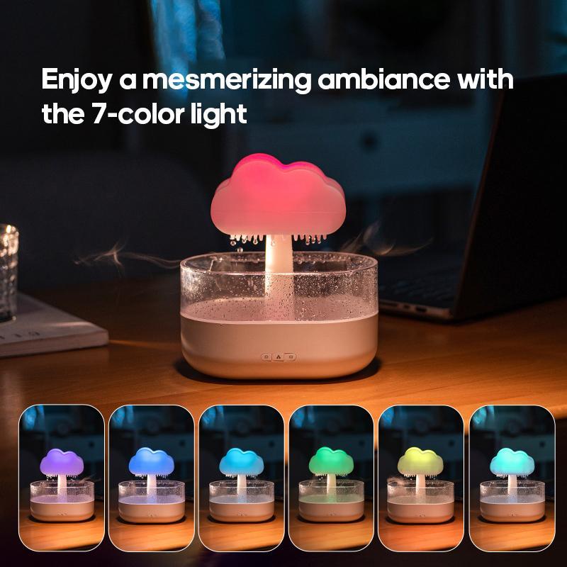 Rain Cloud Essential Oil Diffuser USB Powered, Simulated Rain Drops, Seven Color Lights, Ultrasonic Mist Humidifier for Home, Office Bedroom Holiday Atmosphere Gift