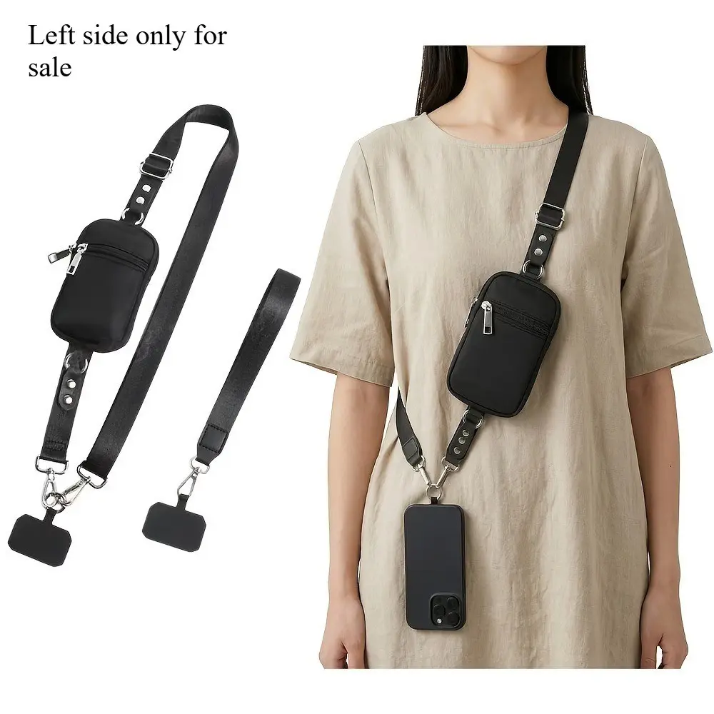 1 x Multifunctional Adjustable Crossbody Cell Phone Lanyard | Compatible with all types of phone cases, ID cards, credit cards, passes, water bottle holders, and bags; minimalist nylon design; unisex.