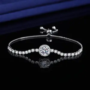 2ct Round Bezel Set Simulated Moissanite Bracelet – French Slider Design, Cubic Zirconia, Unique & Versatile Bangle, Gift for Her