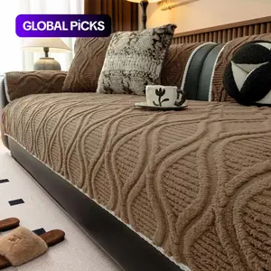 Premium Modern Thick Arc Pattern Sofa Cover, 1 Count Non-Slip Cushion, Winter Warm Home Decor, Easy Clean Design, Perfect for Bedroom Office and Living Room, Pet Friendly