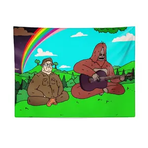 2D Flat, 2D Flat - 2D Flat, 2D Flat - 2D Flat, Top Choice Big Lez Show Cartoon Tapestry Design Printed Wall Hanging, Ideal for Bedroom And Living Room Decoration, Polyester Artwork Suitable for Room Adornment, Includes Hooks Y2K Indie Room Decor Wall Tape