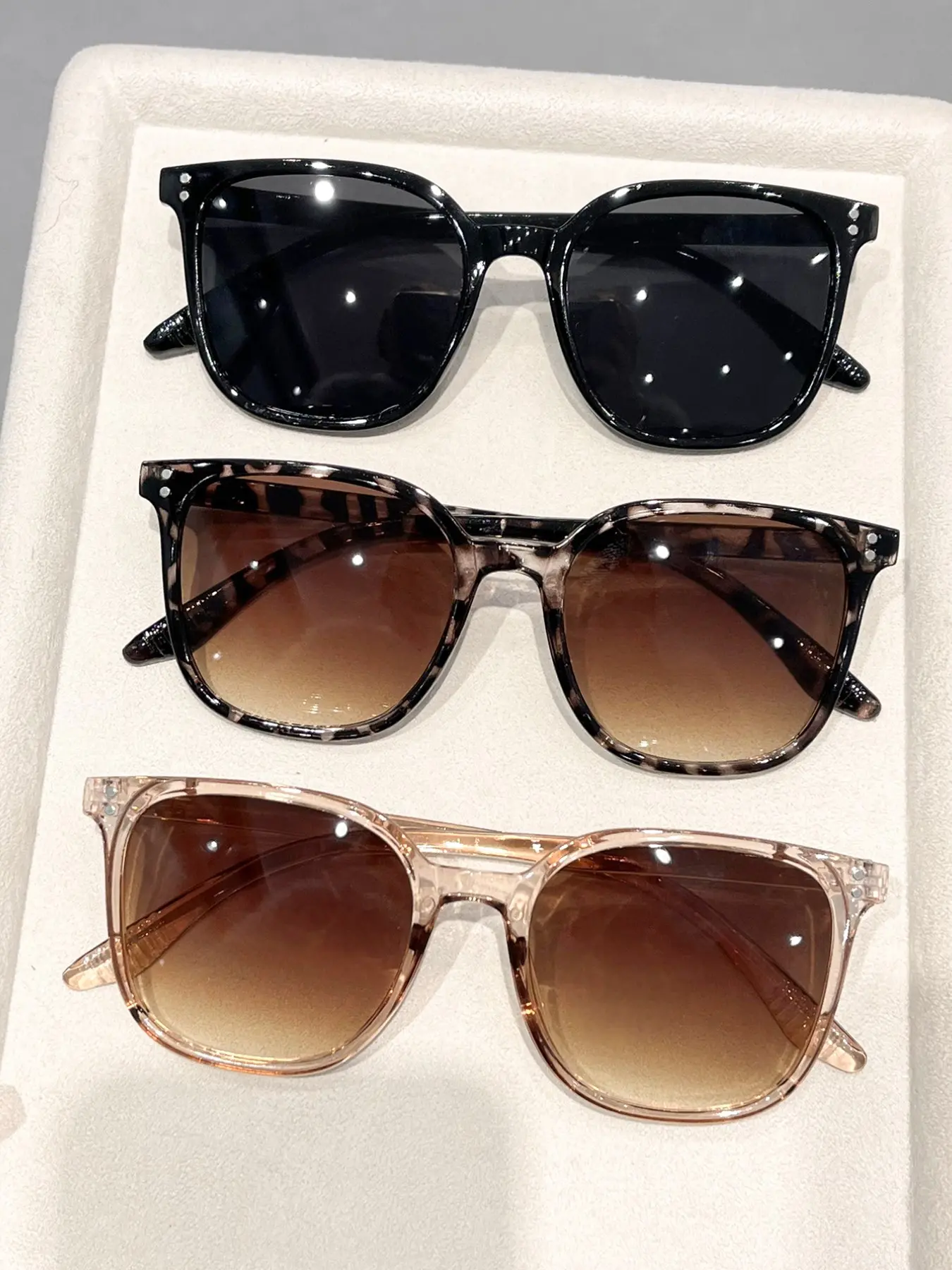 3-Piece Classic Vintage Women's Lightweight Durable Leopard Pattern Sunglasses Set, Perfect for Driving, Shopping, Parties, Stylish UV Protection, Sun Protective Eyewear, Sun Protective Sunglasses, Summer Sunglasses