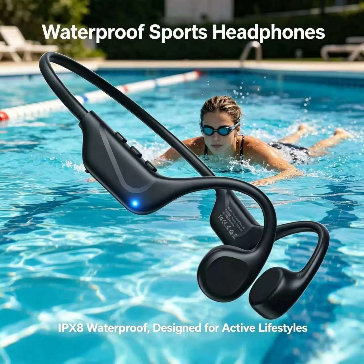 X1 Wireless Bone Conduction Earphones, Open Design with Microphone, Waterproof Sweatproof, Ideal for Running and Fitness
