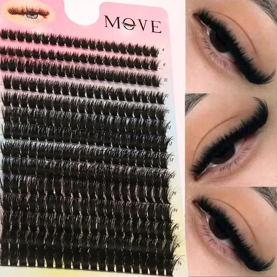 Multi-style false eyelash set, 280 clusters of eyelashes DIY 80D personal natural, odorless, reusable voluminous eyelashes, Volume Cluster Lashes, cat's eye and natural appearance, eyelash extension 8-16mm D curly independent voluminous eyelashes