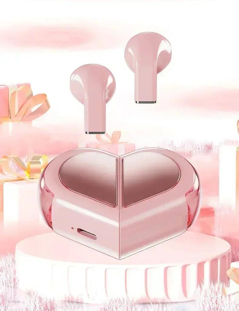 NEW K520 Wireless Earbuds Stereo Earphone Rotatable Love Heart Shaped Charging Case Low Latency Headphones For Phone Tablet