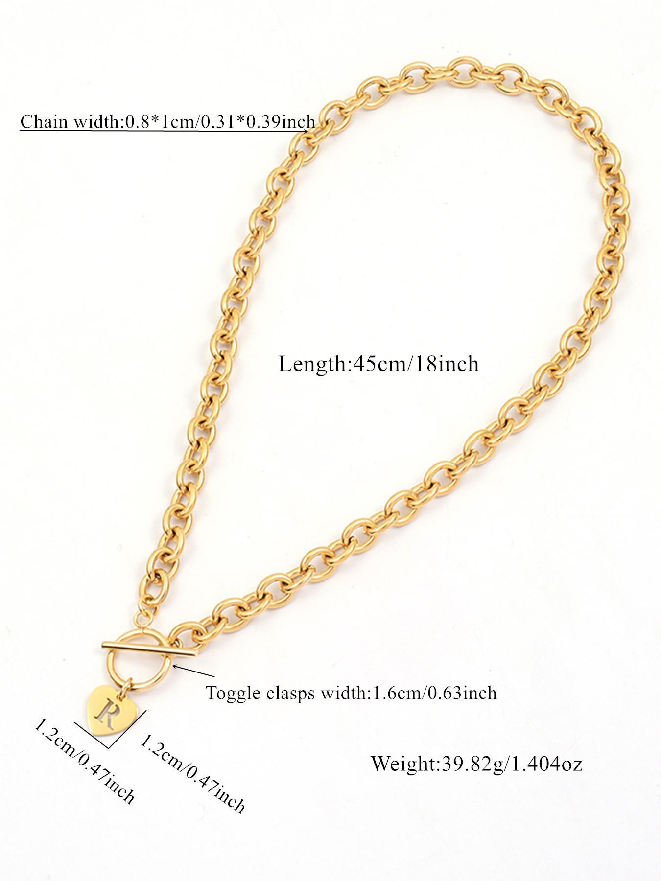 Fashion Heart Initial Letter Pendant Necklace for Women, Fashion Jewelry for Party, Daily Clothing Decor, Trendy All-match & Exquisite Jewelry for Birthday Gift, Heart Shaped Necklace