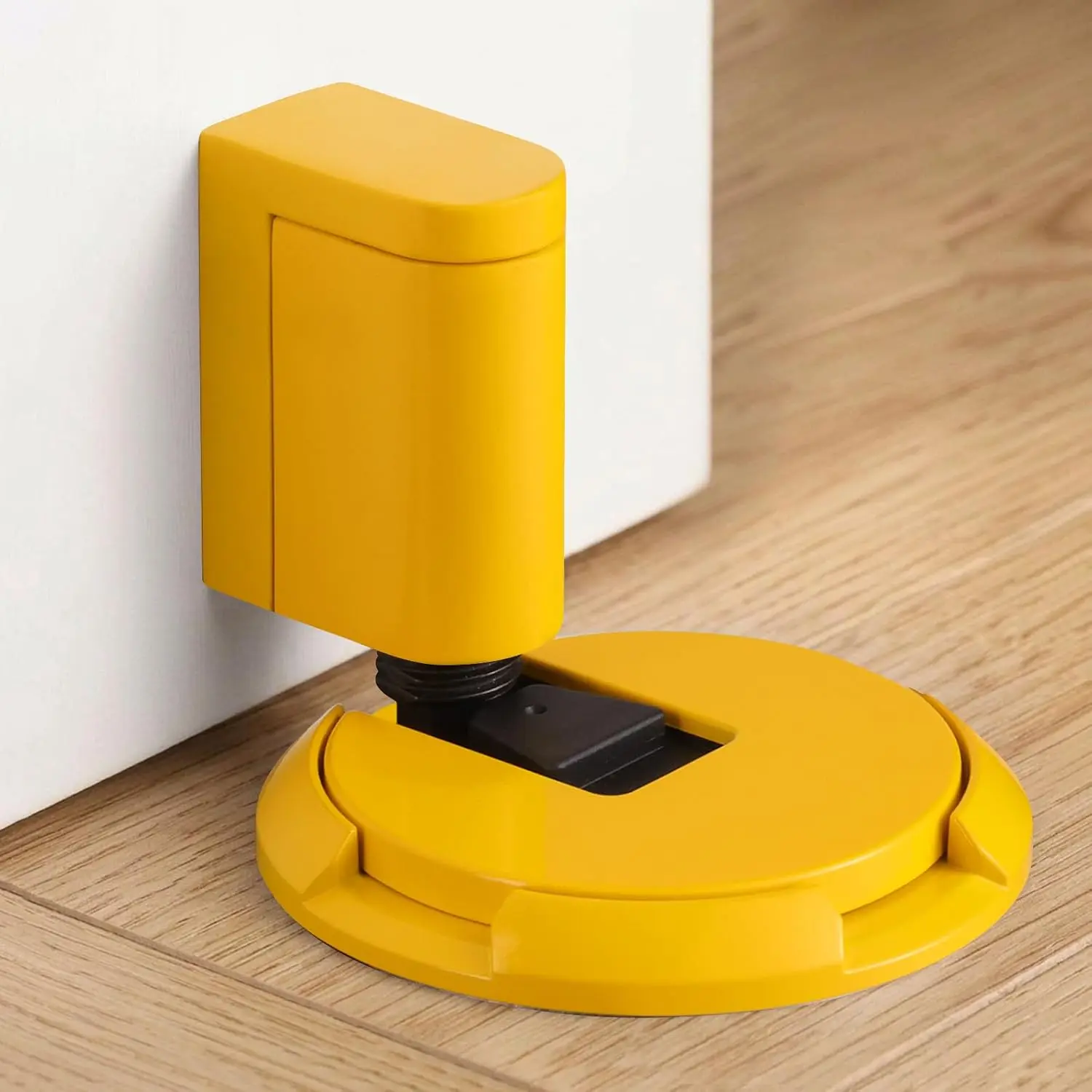 Windproof Door Stoppers Adjustable ttom of Door Holder No Drilling Mechanical Floor Door Stop Suitable for Door Gaps Less Than 1 Inch (25mm) Yellow 1 Pack YL-1