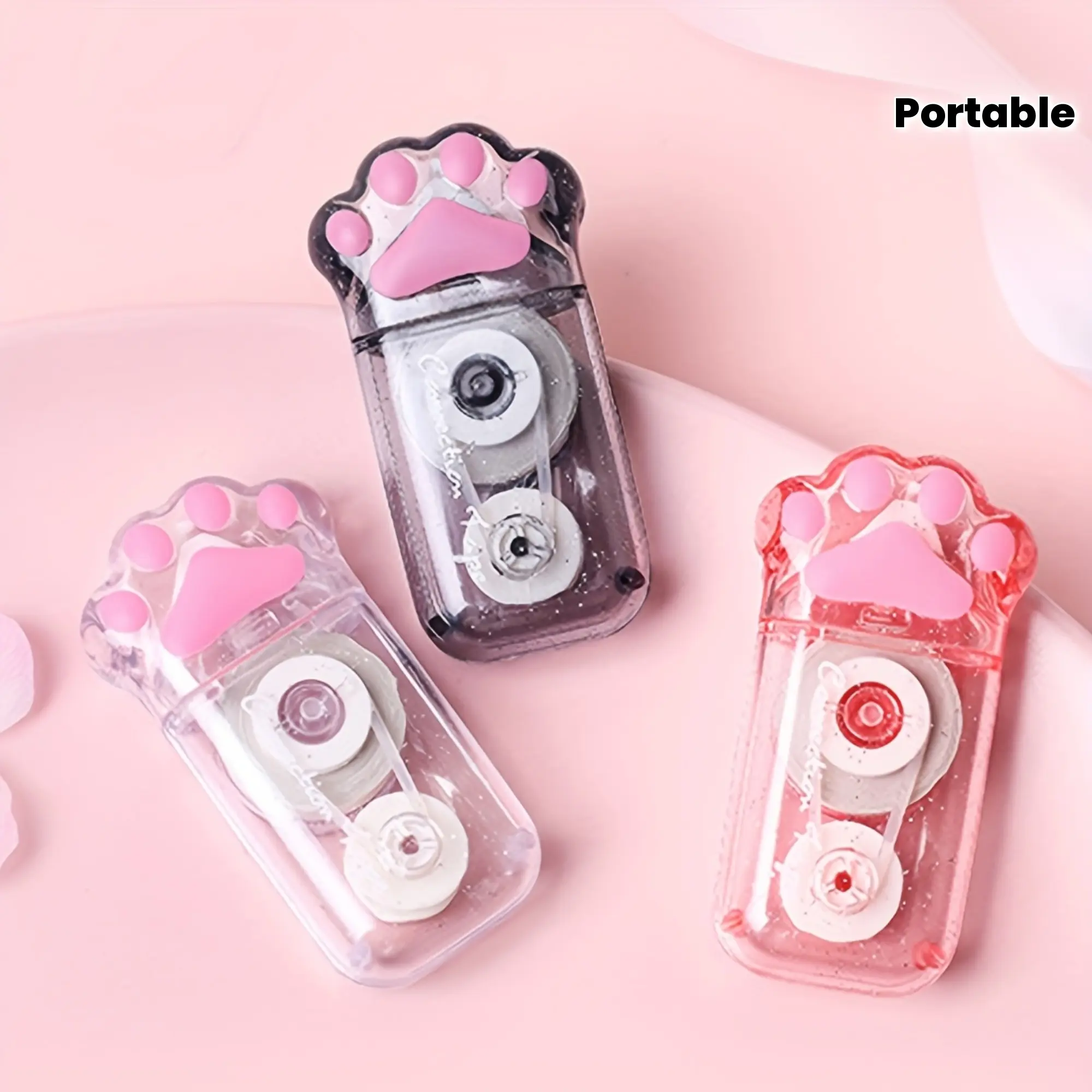 1 cute cat claw correction tape, portable large-capacity error correction tape, student transparent correction tape
