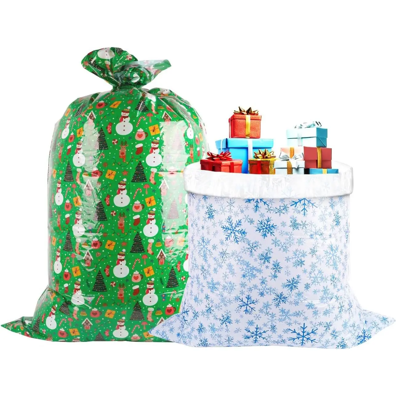 Christmas  Bag, Giant Plastic  Bag for Christmas ,  Sack for Xmas 2 Pack 60"