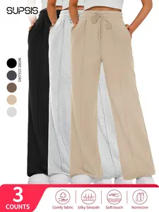 Wide-Leg Sweatpants For Women, High Waisted Baggy Flared Pants, Drawstring Athletic Joggers, Loose-Fitting & Comfy Trackpants , Ideal for Casual Wear & Daily,Elastic sportspants,spring break outfits,Lounge Pants ForSpring &Summer ,Essentials for Long Legs
