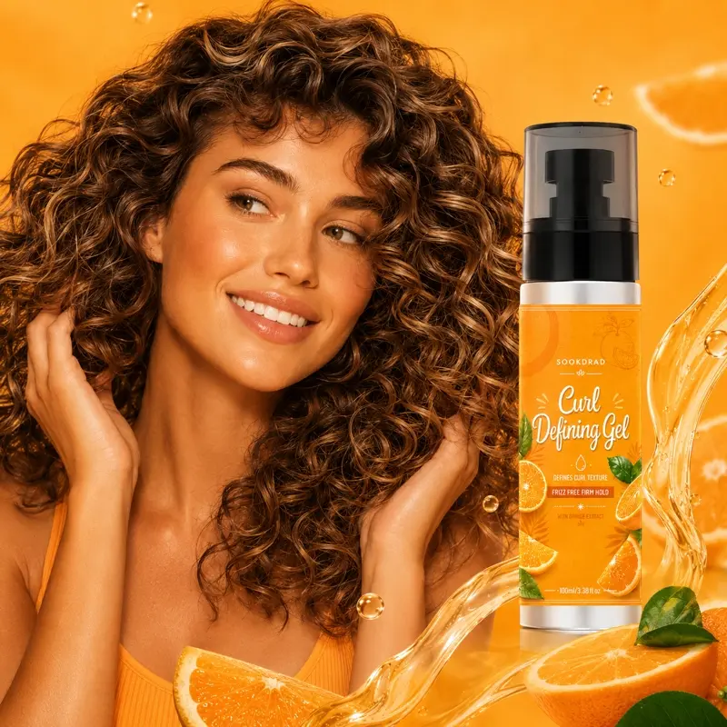 curl defining gel, orange extract, defines curl texture, frizz free firm hold, hair, 100ml/3.38fl.oz