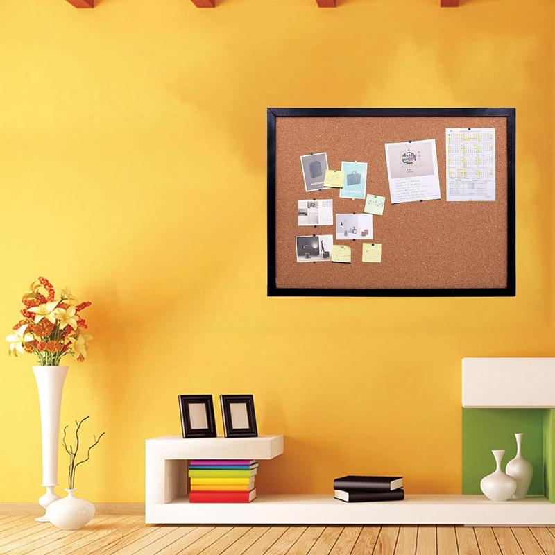 Black Cork Board Bulletin Board, 14.6"X 11" Cork Board, Oak Wood Finish Frame, Wall Mounted Cork Board for Office Home and School(Pins, Eye Bolts, gaskets, Screws) Black Cork Board Bulletin Board, 14.6"X 11" Cork Board, Oak Wood Finish Frame, Wall Mounted Cork Board for Office Home and School(Pins, Eye Bolts, gaskets, Screws)