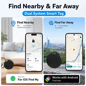 Dual System Smart Tracker, Finder Tag for iOS & Android, Real-Time Locator, Anti-Lost Device, Cr2032 Battery, No APP Needed, Free Forever