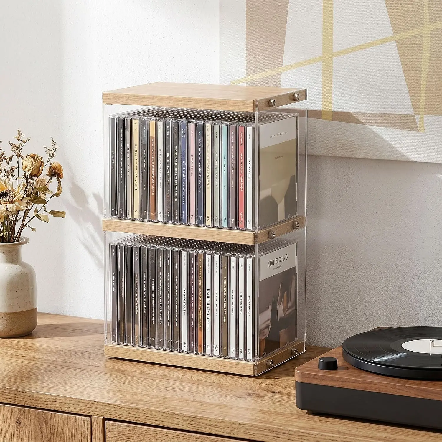 2-Tier CD Tower, 30-Capacity   CD Organizer for  or Office | Industrial display rack holds 30 CDs, keeping collections organized and accessible in living rooms, offices, or studios