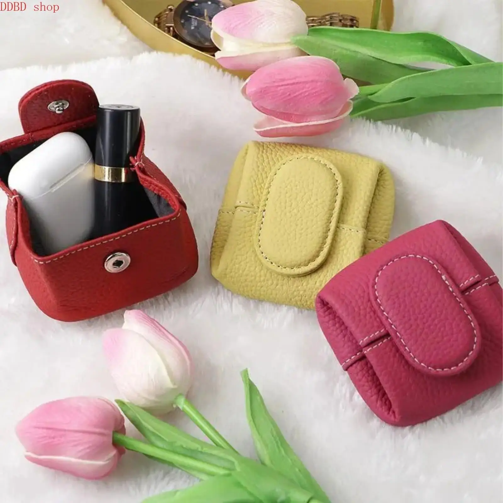 Women’s Leather Wallet, Lychee Print Mini Card Holder, Compact Zip Pouch with Snap Closure, Waterproof Coin & Key Storage, Slim Small Wallet for Daily Use, Travel & On-the-Go Essentials