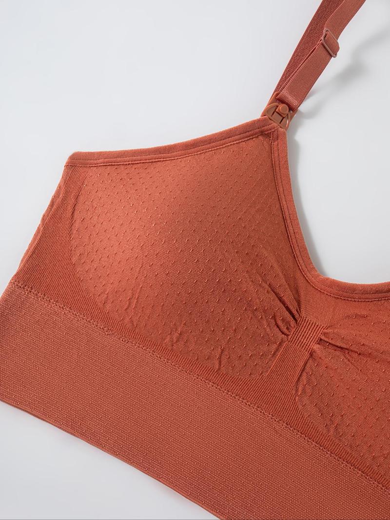 Women's Solid Color Seamless Nursing Bra, Wirefree Bra, Removable Chest Pads, Maternity Underwear for All Seasons