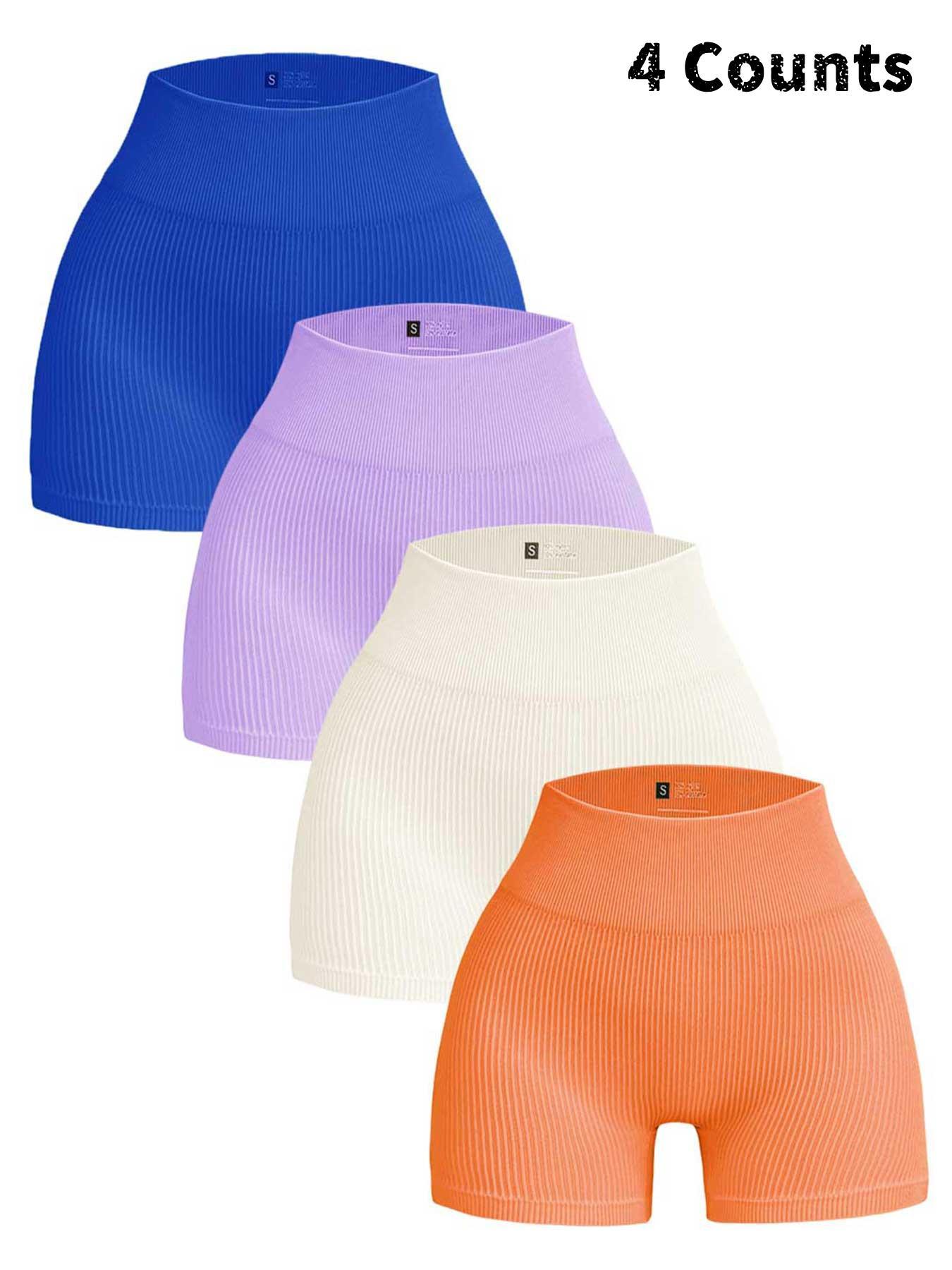 Women's Solid Color High Waist Ribbed Sports Shorts, High Stretch Comfortable Breathable Quick Drying Skinny Shorts for Yoga Gym Workout Running, Gym Exercise Activewear