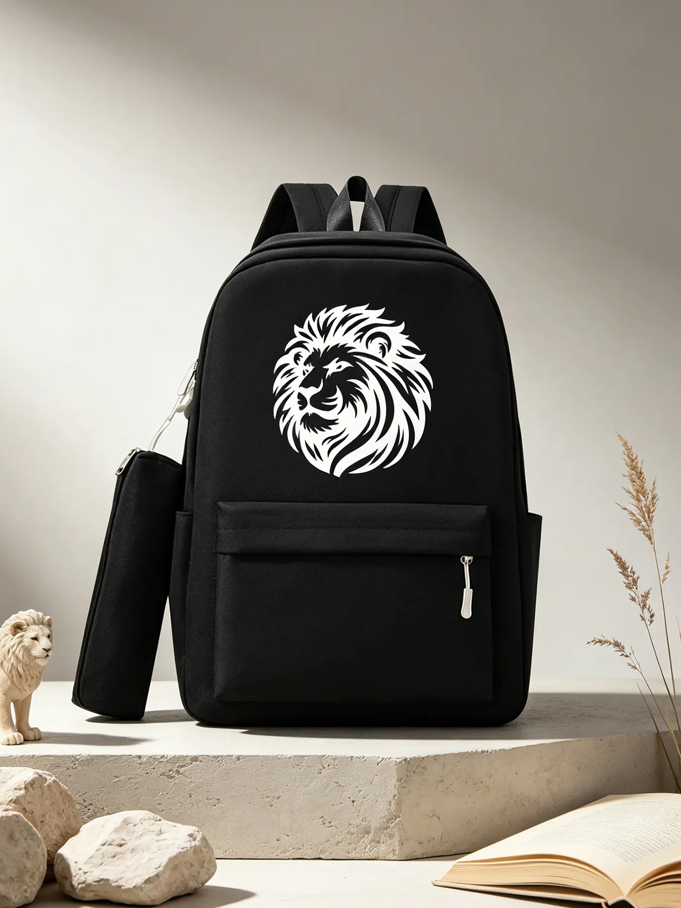 Lion Print Fashion Backpack, Unisex Large‑Capacity Laptop Backpack, Business Work Bag for Commute Travel, Holiday Gift for Men and Women, Graphic Backpack