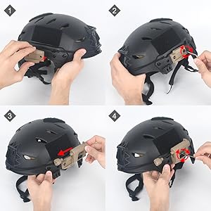 Tactical Helmet Light Military, Green/Red/White/IR Illumination Tool With 2 Helmet Lamp Mounts, Bendable Survival Signal Lights for Outdoor Sports Hunting Fishing