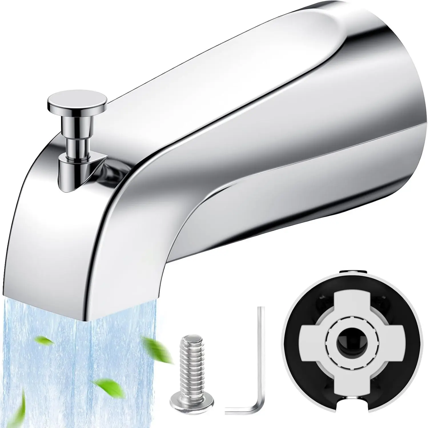 Slip-On Tub Spout with Diverter, Fits 1/2" Copper Pipe, Polished Chrome, Compatible with Kohler Gp85556, Easy Installation, 5/32" Hex Wrench