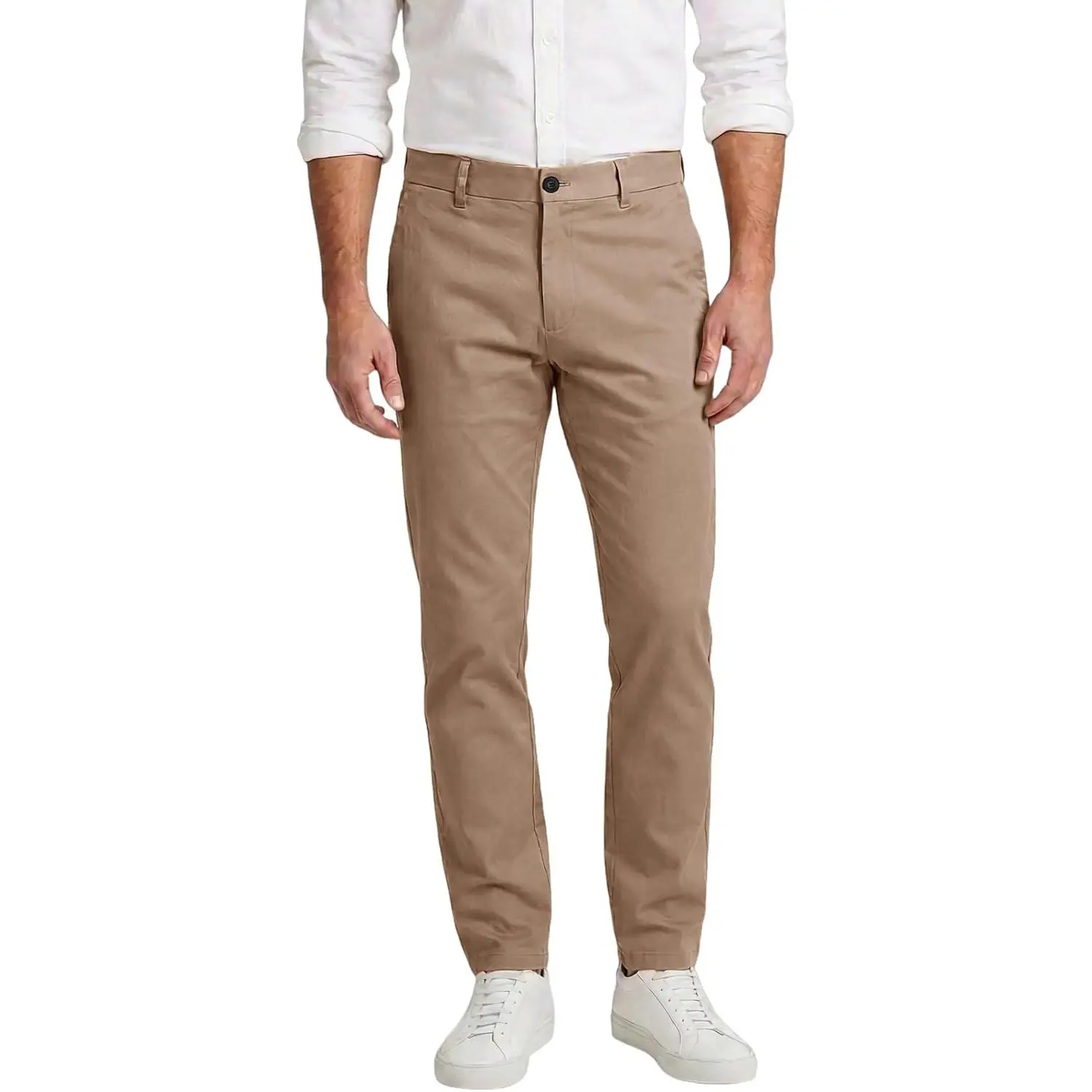 Men's Chino Pants with a Slim Tapered Fit, Solid Color Khaki Casual Trousers for Work and Everyday Wear, 27W X 28L, 28W X 30L, Multi-Size, Full Length, 30W X 32L