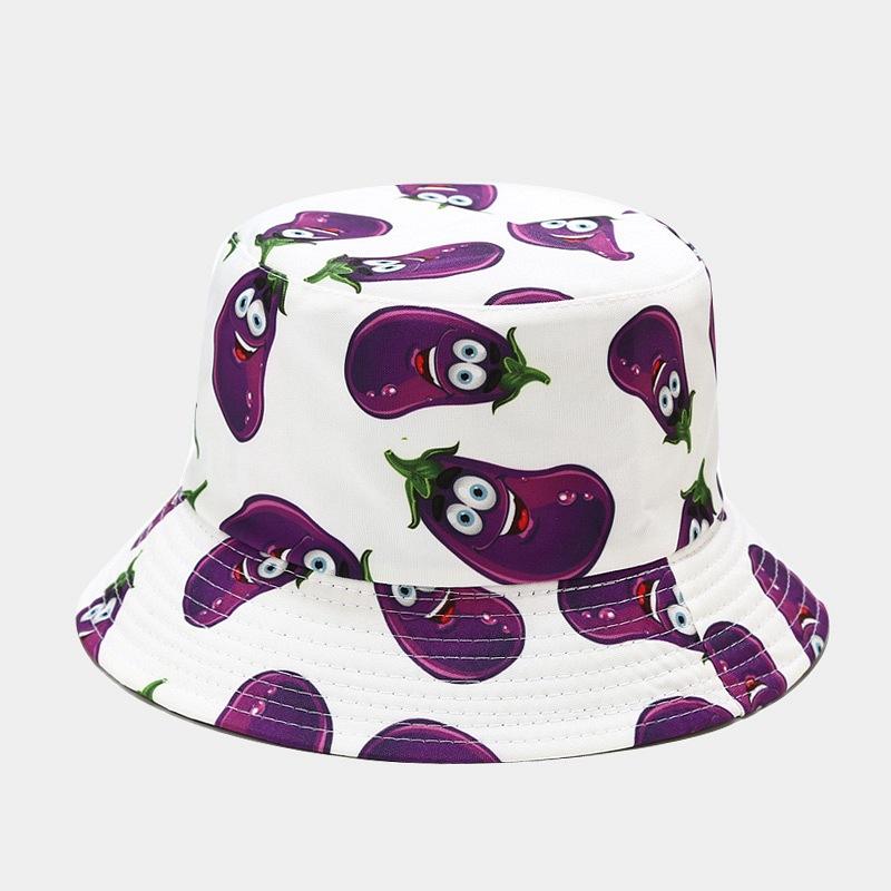 Wholesale bucket hat various vegetable pattern fisherman hat sun hat fedora hat pepper cucumber eggplant wholesale price панама