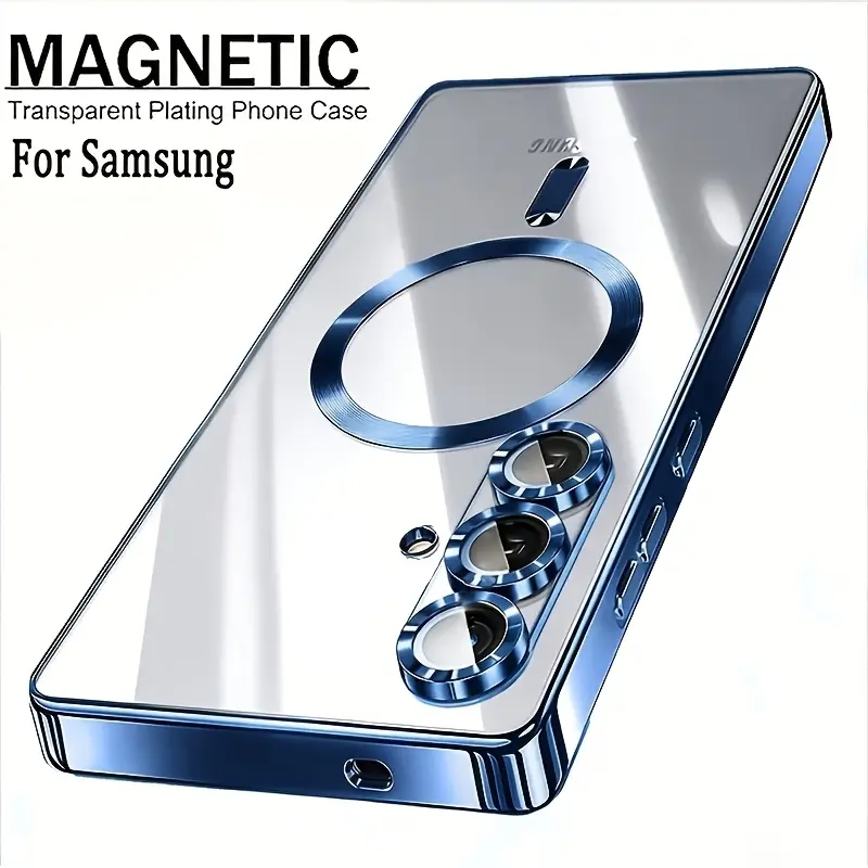 Phone Case - Luxury Transparent Electroplated Magnetic Phone Case, Suitable for Samsung Galaxy S26 Ultra S25 FE S24 Plus S23 Ultra Cover Protection Plating