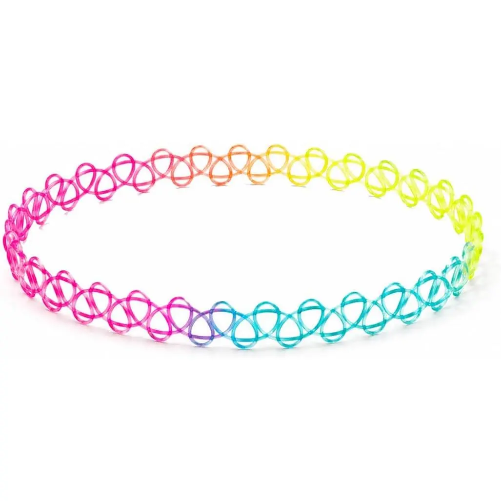 1 count  Choker Necklace Rainbow Choker 90s Black  Necklace Colorful y2k choker  Gothic Stretchy Choker Necklace