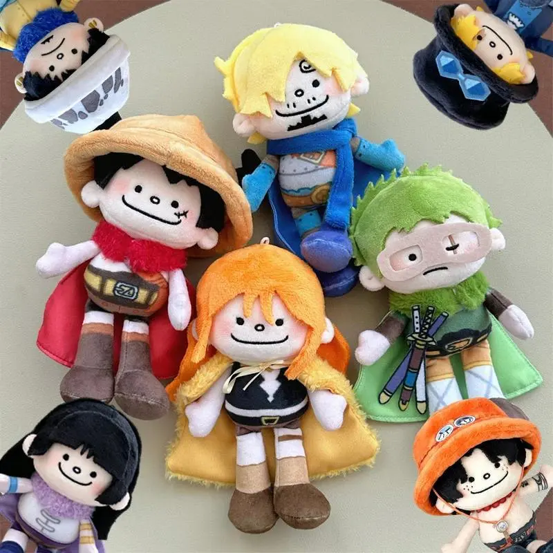 New 15cm Anime One Piece Luffy Plush Doll Cute Zoro Robin Sabo Stuffed Doll Toy Anime Peripherals Toy Birthday Christmas Gift
