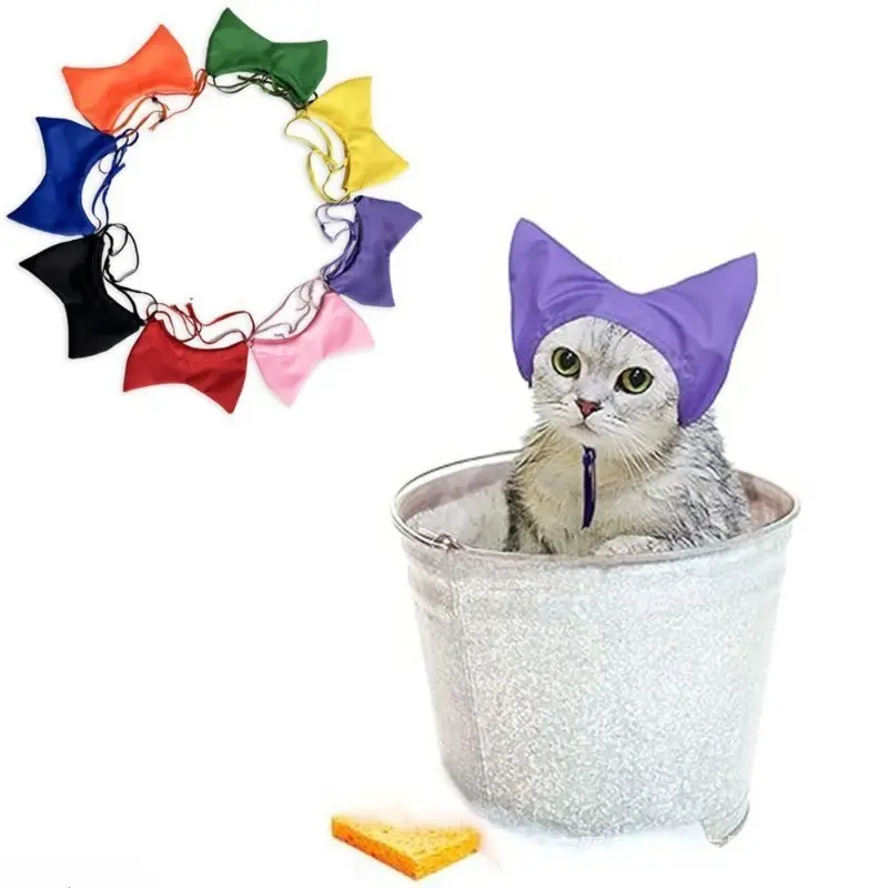 Reusable Waterproof Pet Bath Cap for Cats - Anti-Water Ear Protection, Comfortable, Flexible Stretch Design, Lightweight, Easy On/Off, Fits Most Head Sizes for Bathing, Showering, Prevents Ear Infections