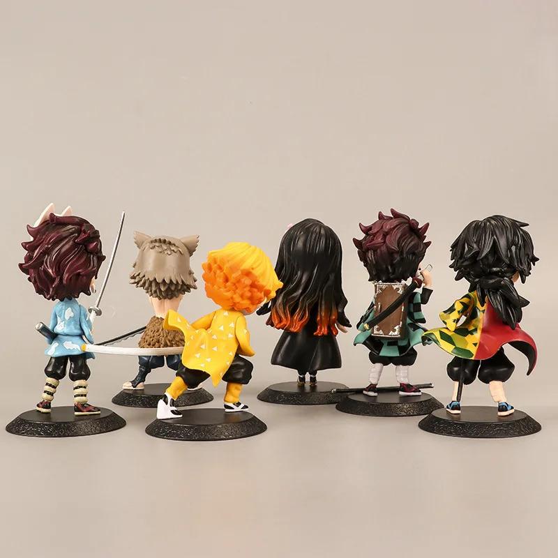 6pcs Demon Slayer Figure Set Kimetsu No Yaiba PVC Q Posket Tanjirou Nezuko Agatsuma Kids Toys Gift In Stock