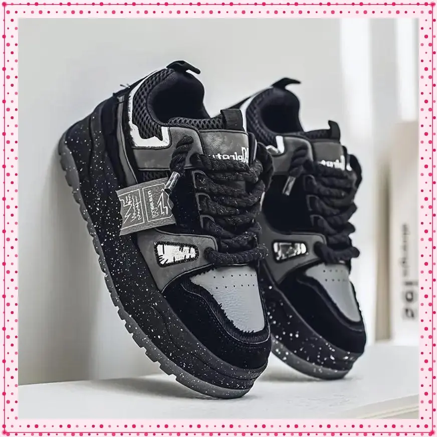 Men's Retro Thick Heel Sports Shoes - Fashionable Retro Dad Shoes, Thick Bottom, Casual Street Style, Boys' Closed Running Lace