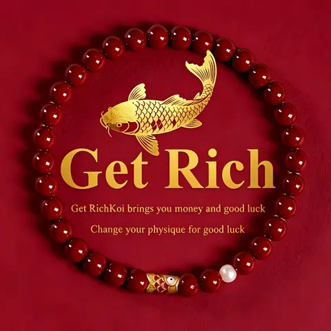 Wealth Cinnabar Koi Bracelet, Jewelry Bracelets, Symbolizes Wealth and Good Fortune, Perfect for Mother, Girlfriend, Grandmother, Enhances Personal Aura