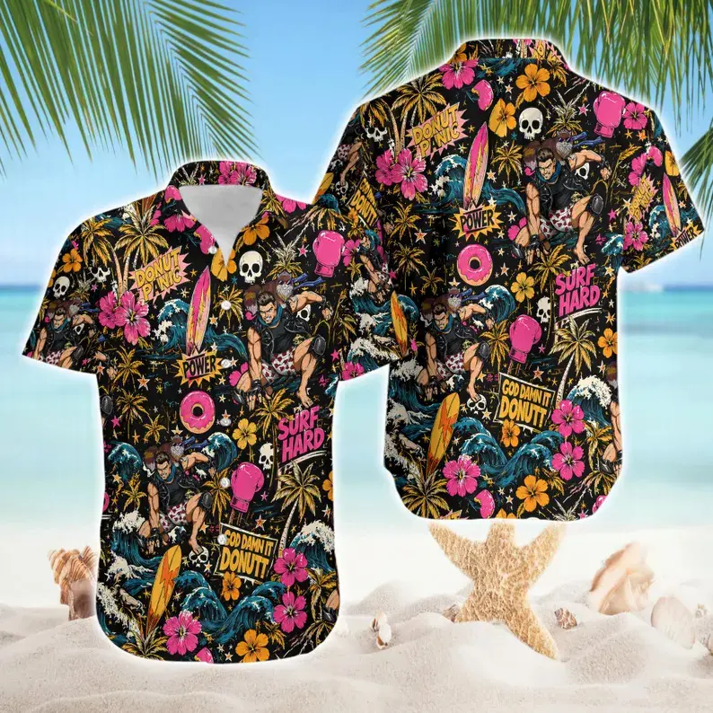 Funny Dungeon Crawler Carl Hawaiian Shirt, Fantasy Novel Aloha Shirt, Princess Donut Approved Tropical Shirt, Goddamit Donut Button Up Tee